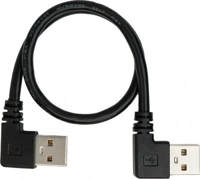 Produktbild von SYSTEM-S USB 2.0 Kabel 30 cm Typ A Stecker zu Stecker Winkel in Schwarz