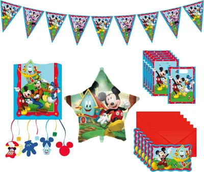 Produktbild von 15-tlg. Mickey Rock The House Party Set für Kindergeburtstag