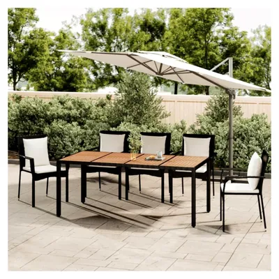 Produktbild von Gartentisch aus Holz und Polyrattan, quadratisch, schwarz