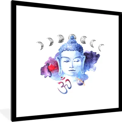 Produktbild von MuchoWow® MuchoWow® Gerahmtes Poster Buddha - Kopf - Blau 40x40 cm - Poster mit zchwarzem Bilderrahmen - Mit Rahmen - Wanddekoration Schlafzimmer