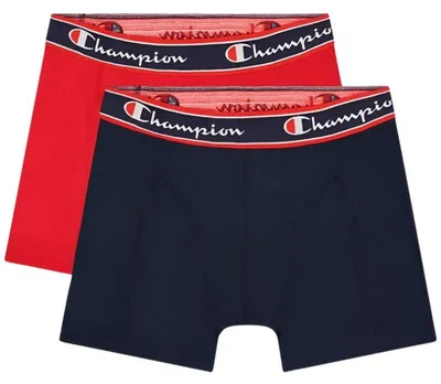 Productafbeelding van Champion heren boxershorts, 2-pack - katoen, met logo, effen marineblauw/rood M
