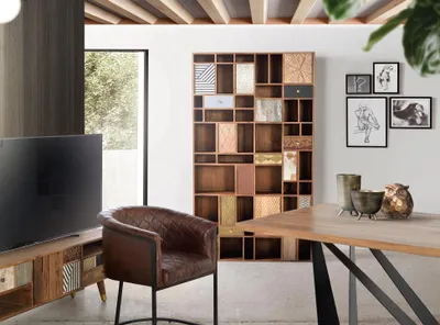 Image de Bibliothèque en bois de manguier, Mumbai, 200 cm x 115 cm x 30 cm, Giner y Colomer