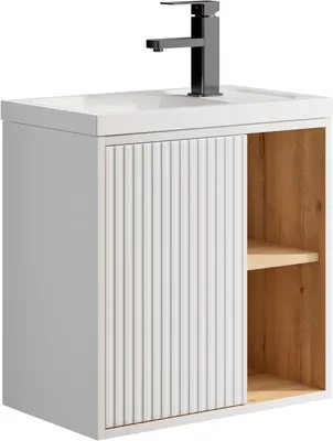 Image de Meuble-lavabo - Meuble de salle de bain - Armoire à lavabo - Meuble sous vasque - Meuble de salle de bain - Suspendu - Compact 50,5 cm