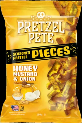Produktbild von Pretzel Pete Honey Mustard and Onion 160 g - Brezelstücken mit Honig, Senf und Zwiebeln