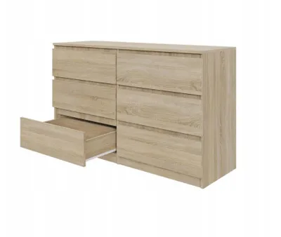 Produktbild von Kommode AVEN 120cm 6 Schubladen, Sonoma-Eiche, Wohnzimmerschränke, Schubladenschränke
