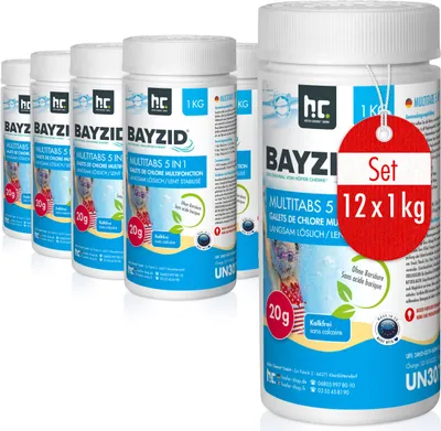 Produktbild von 12x1 kg BAYZID® Multitabs 20g 5in1 zur Dauerchlorung und stabile Wasserwerte