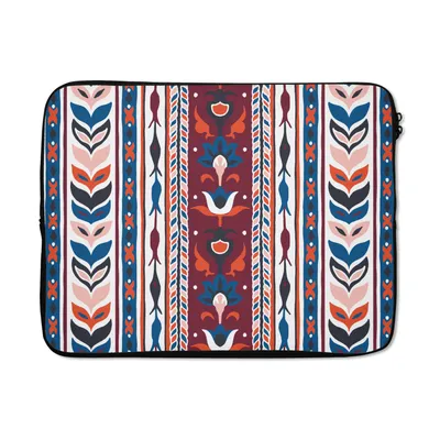 Produktbild von MuchoWow® Laptop Hülle 17 Zoll Laptoptasche Blumen - Muster - Pflanzen - Abstrakt - Minimalismus - Zipper - Schutzabdeckung