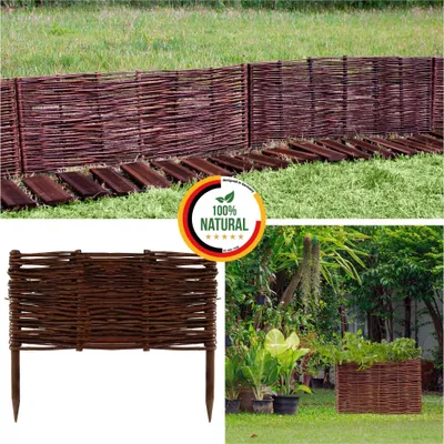 Produktbild von Floranica 1 Stück Beeteinfassung Weide 30 cm x 40 cm Handgemachte Rasenkante  Beetbegrenzung - Beetzaun