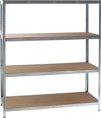Produktbild von Wiltec regály pre ťažké zaťaženie 160x60x180cm, 175kg/policu, pozinkované oceľové regály bez skrutiek, nákladný regál so 4 policami, dielenské regály