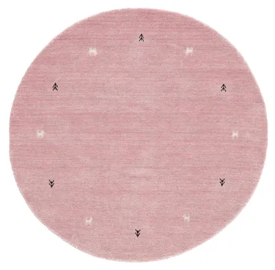 Produktbild von Wollteppich Gabbeh Uni Rund Rosa Ø 250 cm | Moderner Teppich für Wohn- und Schlafzimmer