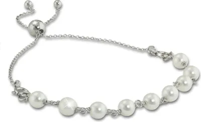 Produktbild von Armäleon Armbänder weiße Perlen Armschmuck 925 Sterling Silber Damen ARS004W