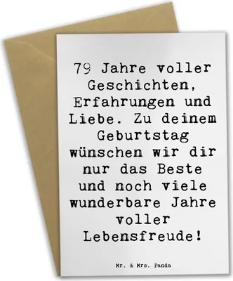 Produktbild von Mr. & Mrs. Panda babykarte Spruch 79. Geburtstag - Weiß - Geschenk, feiern, Lebensfreude, Alter, hochzeitskarten, Geburtstagswünsche, Weisheit, weihnachtskarten