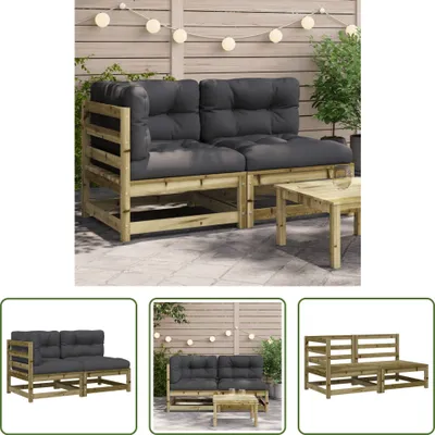 Produktbild von The Living Store Gartensofa mit Kissen 2-Sitzer Kiefernholz Imprägniert