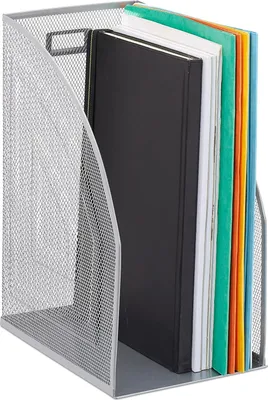 Produktbild von 3 x Stehsammler Metall, DIN A4, Stehordner breit, Mesh, Zeitschriftensammler Büro, HBT: 32 x 16 x 24,5 cm, silber