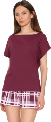 Image de Pyjama pour femme Bellivalini BLV50-174 (à carreaux bordeaux, taille L)