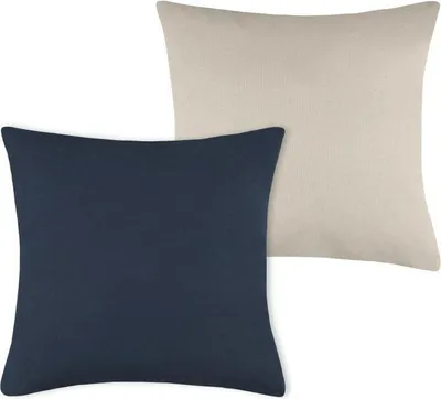 Obrázek produktu pro STOF | Polštáře na pohovku - Dekorační polštáře - DUO - 50x50 cm - Tmavě modrá a světle béžová - Dvoubarevný povlak na polštář - Vysoce kvalitní bavlna - 1 kus