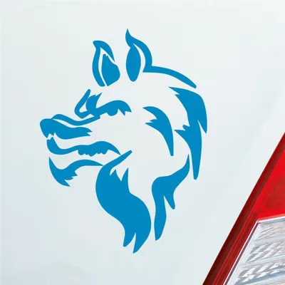 Produktbild von Auto Aufkleber Böser Wolf Hund Tier Animal Tribal Tattoo 12x9 cm Hellblau Sticker Heckscheibenaufkleber