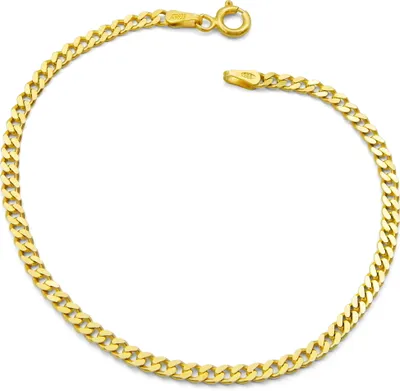 Produktbild von Panzerarmband 925 Sterling Silber vergoldet 3mm breit Länge wählbar 17 18 19 20 21 cm Panzerkette Silberkette Armkette Armkettchen Gold (20)