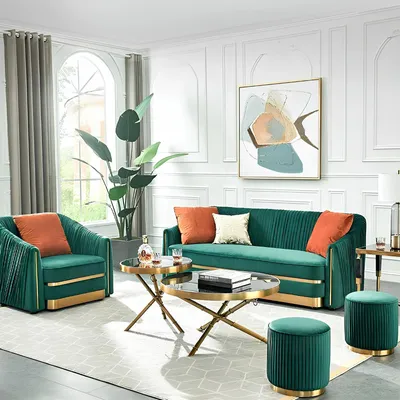 Image de Canapé trois places rembourré Canapé design moderne 3 places Canapés velours chambre meubles