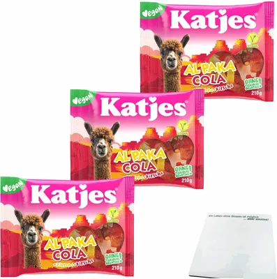 Produktbild von Katjes Alpaka Cola 3er Pack (3x210g Beutel) + usy Block
