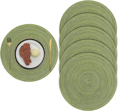 Produktbild von MODFU Platzsets Abwaschbar 6er Set, Baumwollfaden rutschfest Tischsets Platzdeckchen Abgrifffeste Hitzebeständig, Placemats Platz-Matten für Küche Speisetisch Grün