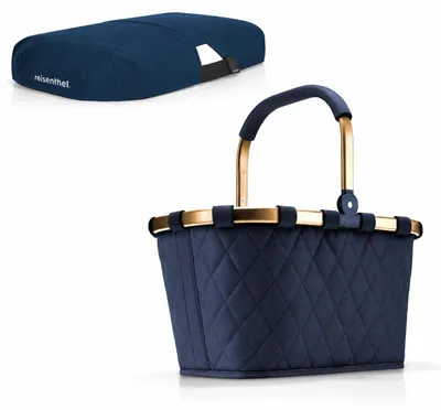Produktbild von reisenthel Einkaufskorb Tasche Korb carrybag frame rhombus midnight gold BK4111 + Cover dark blue BP4059