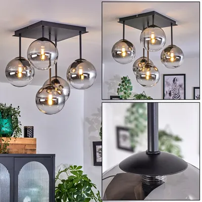 Produktbild von Isorella Deckenlampe aus Metall/Glas in Schwarz/Rauchfarben/Klar