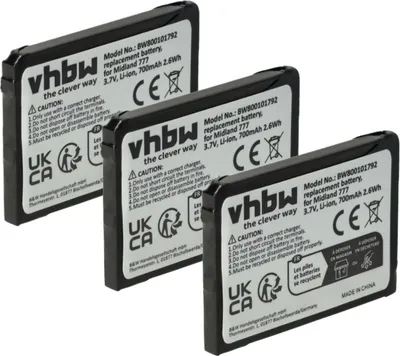 Produktbild von vhbw 3x Akku kompatibel mit Alan 777 Funkgerät, Walkie Talkie (700 mAh, 3,7 V, Li-Ion)
