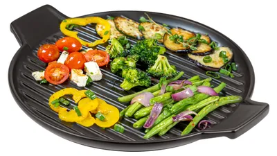 Image de Plaque de cuisson ronde en grès Bremermann, grille plate pour barbecue, noire.