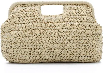 Immagine prodotto di Borsa da spiaggia in rafia da donna, borsa a mano in paglia intrecciata, perfetta per le vacanze al mare, i brunch e le occasioni speciali