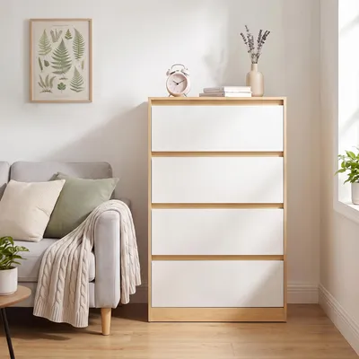 Produktbild von VASAGLE Kommode mit 4 Schubladen Modernes Sideboard für Schlafzimmer 60,2 x 40,4 x 97,4 cm Gelb