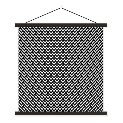 Produktbild von MuchoWow® Textilposter Geometrische Formen - Muster - Schwarz und weiß 40x40 cm mit schwarzem Rahmen - Fotos