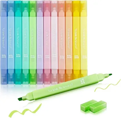 Produktbild von Pastell Textmarker Set 12 Stück Doppelspitze, Bibel Marker Stifte, Nicht Blutend & Schnell Trocknend