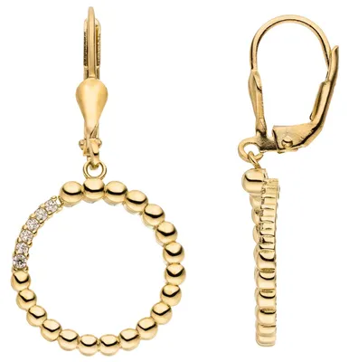 Produktbild von Ohrringe Ohrhänger Kreise aus 333 Gold Gelbgold mit 12 Zirkonia Ø 16,9mm