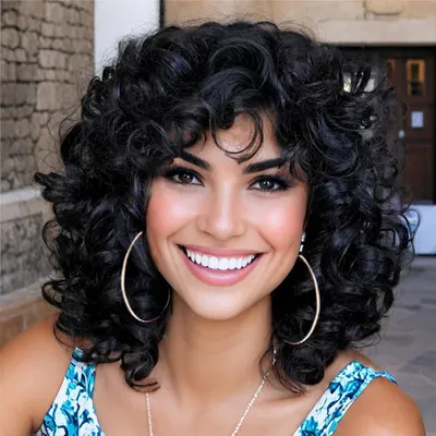 Produktbild von Kurze, lockige Afro-Perücke für Damen mit natürlichen Locken