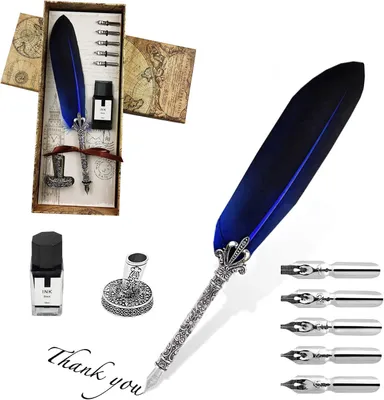 Imagen del producto de Pluma estilográfica para caligrafía con 5 plumines y tinta negra, set para principiantes, accesorios para escritura