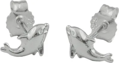 Produktbild von Paar kleine Ohrstecker 8x4mm Delfine aus 925 Silber glänzend Kinder