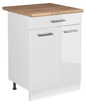 Immagine prodotto di Mobile lavello cucina Vicco R-Line Bianco lucido/Bianco 60 cm piano di lavoro Rovere dorato, Model 73033