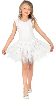 Produktbild von Glitzer Tütü Petticoat für Kinder | 30cm Farbe: Weiß