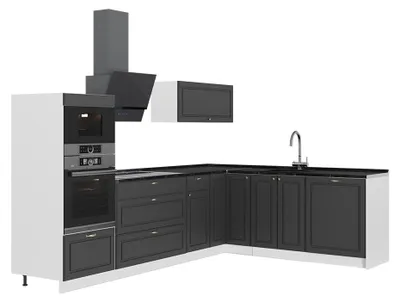 Productafbeelding van Hoekkeuken Vicco Fame-Line Anthrazit-Gold Landhaus/Wit 287 x 207 cm zonder werkblad, Model 63524