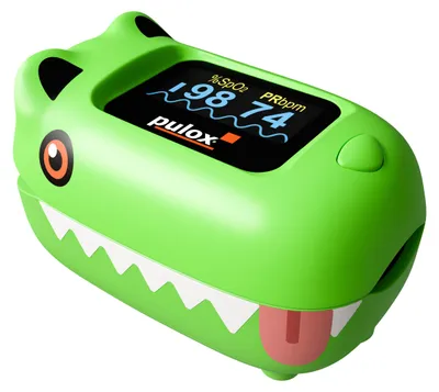 Obrázek produktu pro Pulox PO-230, zelený prstový pulzní oxymetr pro děti