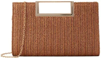 Produktbild von Sommer-Tasche aus Webmaterial für Frauen, Gewebte, Beige, Schleifensicherung