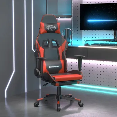 Produktbild von The Living Store Gaming-Stuhl mit Massage & Fußstütze Schwarz & Rot Kunstleder