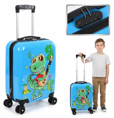 Produktbild von Dinosaurier Kinderkoffer Handgepäck Trolley Reisekoffer ABS Hartschale mit Schloss