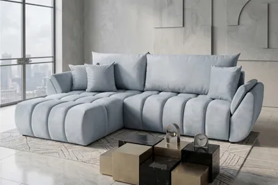 Produktbild von Ecksofa 280x184 cm mit Schlaffunktion & Bettkasten – Hellgrau Samt – L-Sofa Universell Links/Rechts Montierbar, Schlafsofa mit Liegefläche 230x149 cm, inkl. 2 Rückenkissen & 3 Dekokissen