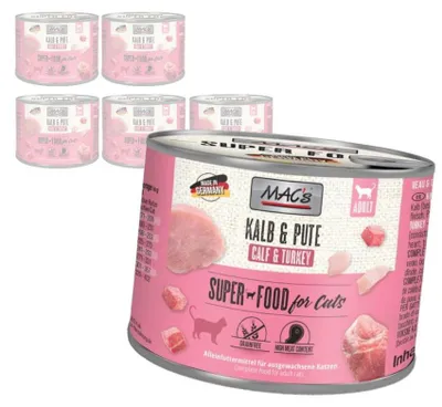 Produktbild von MAC's Katzen-Nassfutter Kalbfleisch/Truthahn 6 x 200 g
