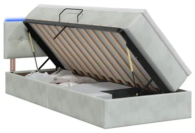 Produktbild von vidaXL LED-Speicherbett mit Matratze Hellgrau 90 x 190 cm Samt