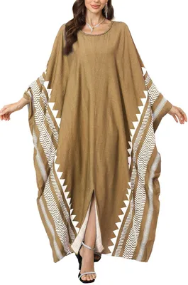 Produktbild von Solidchoice – Mehrfarbiger, böhmischer Kimono mit V-Ausschnitt für Damen