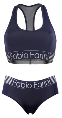 Produktbild von Fabio Farini - 1 Stück Damen Unterwäsche - nahtlose Sport-Bustier aus Baumwolle bügellos, mit Mesheinsatz im Rücken und Logo-Bund