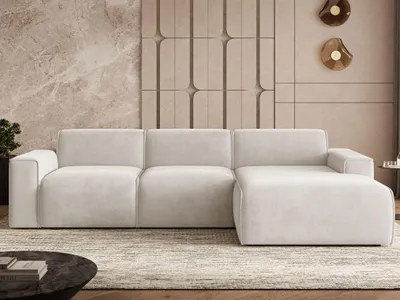 Produktbild von GrainGold Ecksofa L-Form Rechts Lavia - Ecksofa mit Schlaffunktion, Bettkasten - Moderne Ecksofa, Wohnzimmer Sofa - Eckcouch Hellbeige (Castel 03)